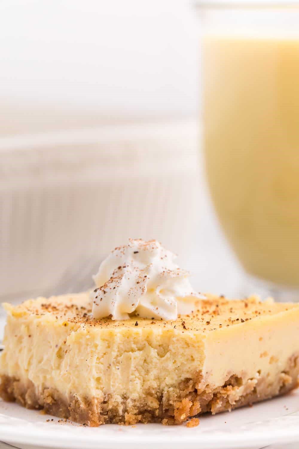 Eggnog Cheesecake Bars