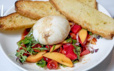 Stone fruit salad with herbs and burrata