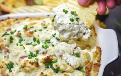 Warm Garlic and Bacon Blue Cheese Dip