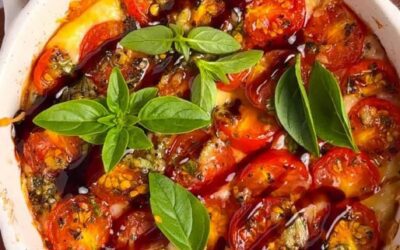 Baked Tomato Bruschetta Dip with Triple Cheeses