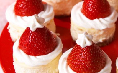 Santa Hat Cheesecake Bites